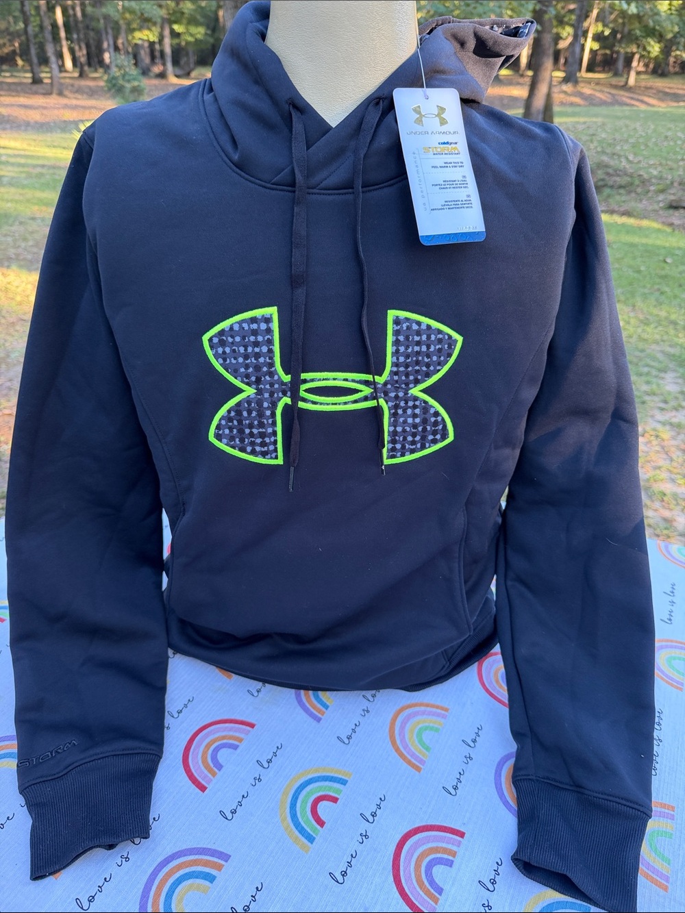 Under Armour Black Hoodie with Neon Green Logo